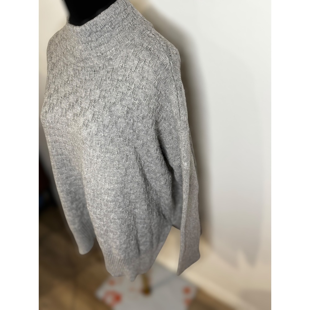 Vince Camuto Mock Neck Oversized Comfy Textured Knit‎ Sweater Women Medium Gray - Picture 5 of 7